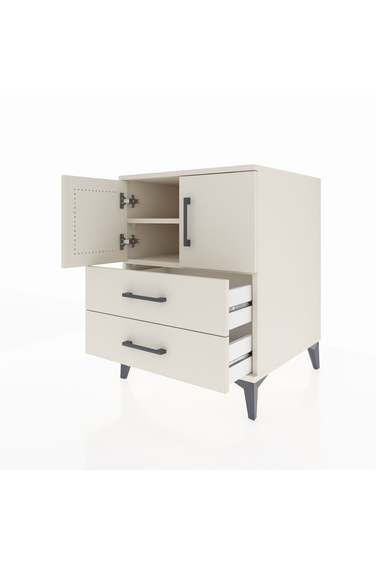 Kronos Komodin 2 Raflı 2 Çekmeceli 2 Kapaklı 60x59x80 - S79M015V1C