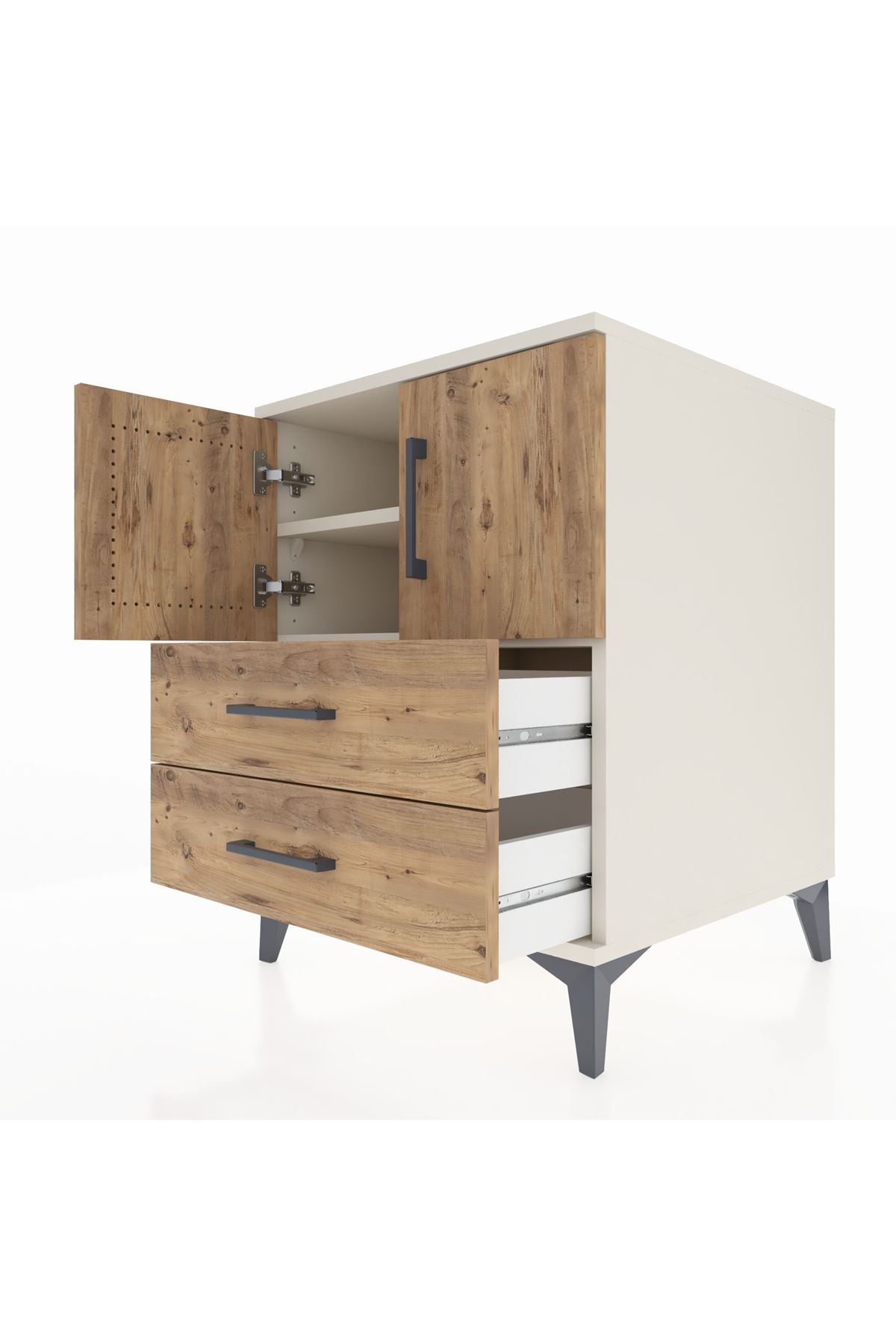 Kronos Komodin 2 Raflı 2 Çekmeceli 2 Kapaklı 60x59x80 - S79M015V3C
