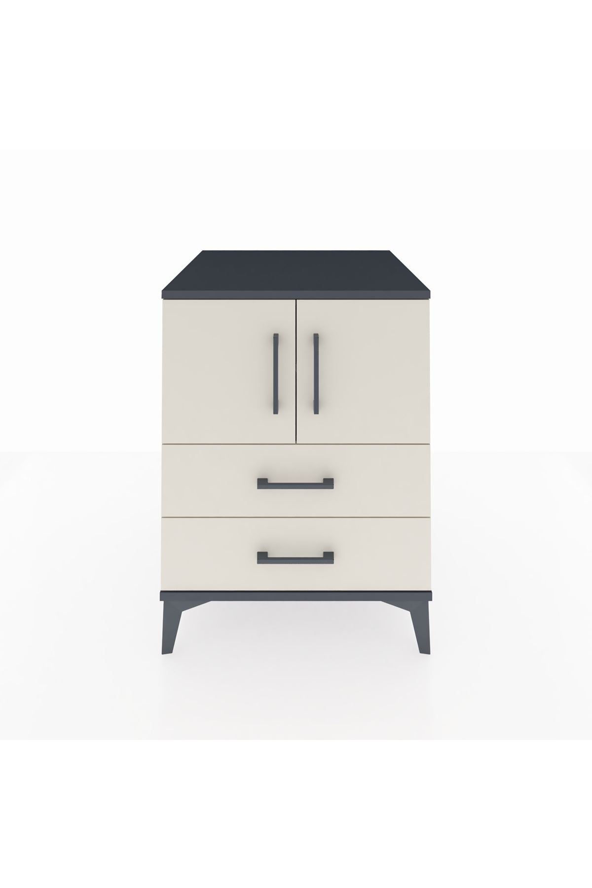 Kronos Komodin 2 Raflı 2 Çekmeceli 2 Kapaklı 60x59x80 - S79M015V4C