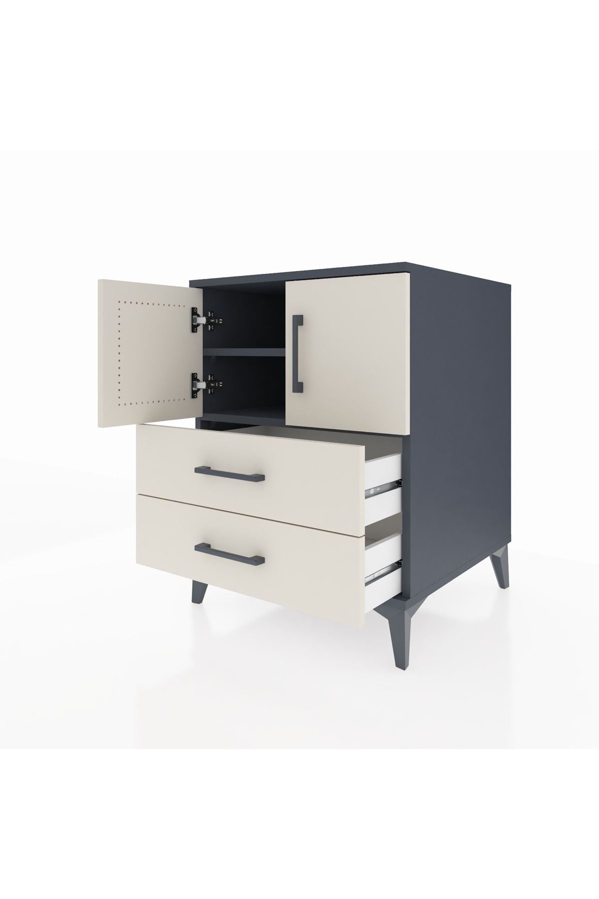 Kronos Komodin 2 Raflı 2 Çekmeceli 2 Kapaklı 60x59x80 - S79M015V4C