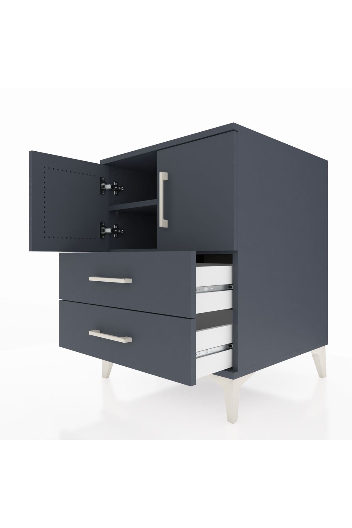 Kronos Komodin 2 Raflı 2 Çekmeceli 2 Kapaklı 60x59x80 - S79M015V5C