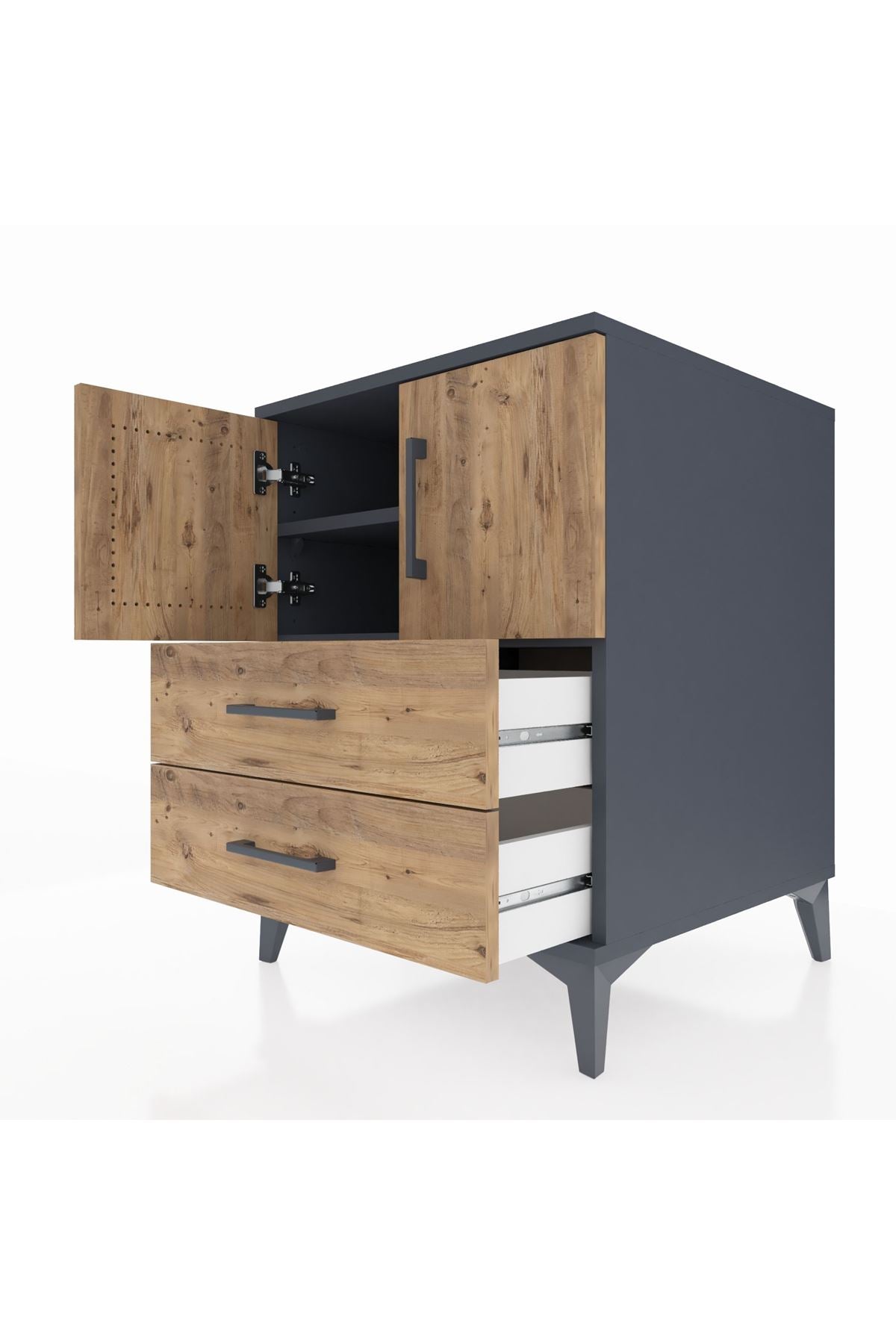 Kronos Komodin 2 Raflı 2 Çekmeceli 2 Kapaklı 60x59x80 - S79M015V6C