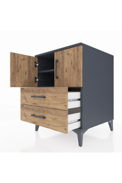 Kronos Komodin 2 Raflı 2 Çekmeceli 2 Kapaklı 60x59x80 - S79M015V6C