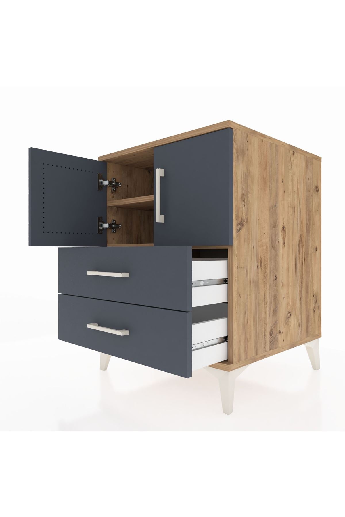 Kronos Komodin 2 Raflı 2 Çekmeceli 2 Kapaklı 60x59x80 - S79M015V8C