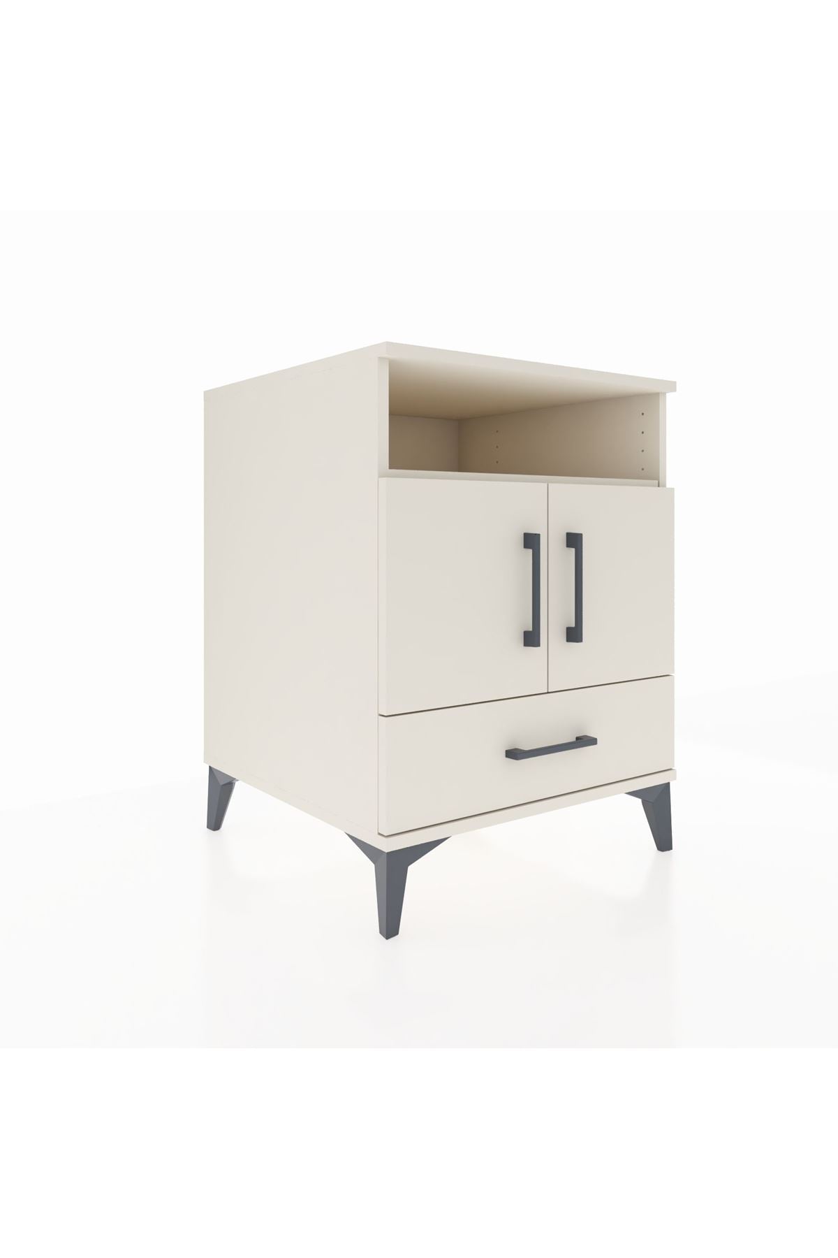 Kronos Komodin 3 Raflı Tek Çekmeceli 2 Kapaklı 60x59x80 - S79M017V1C