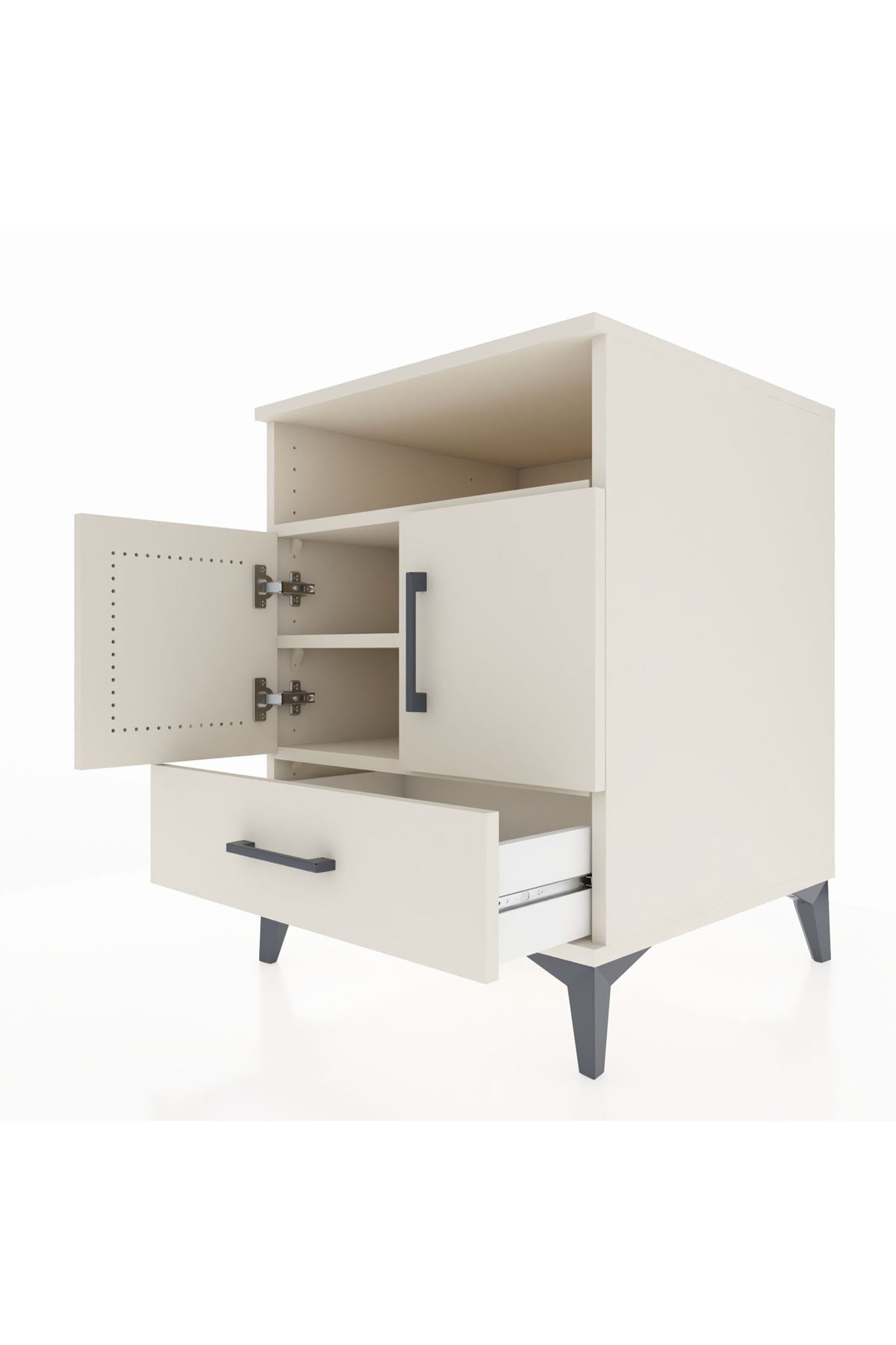 Kronos Komodin 3 Raflı Tek Çekmeceli 2 Kapaklı 60x59x80 - S79M017V1C