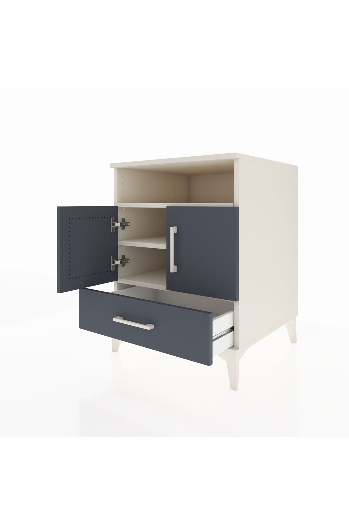 Kronos Komodin 3 Raflı Tek Çekmeceli 2 Kapaklı 60x59x80 - S79M017V2C