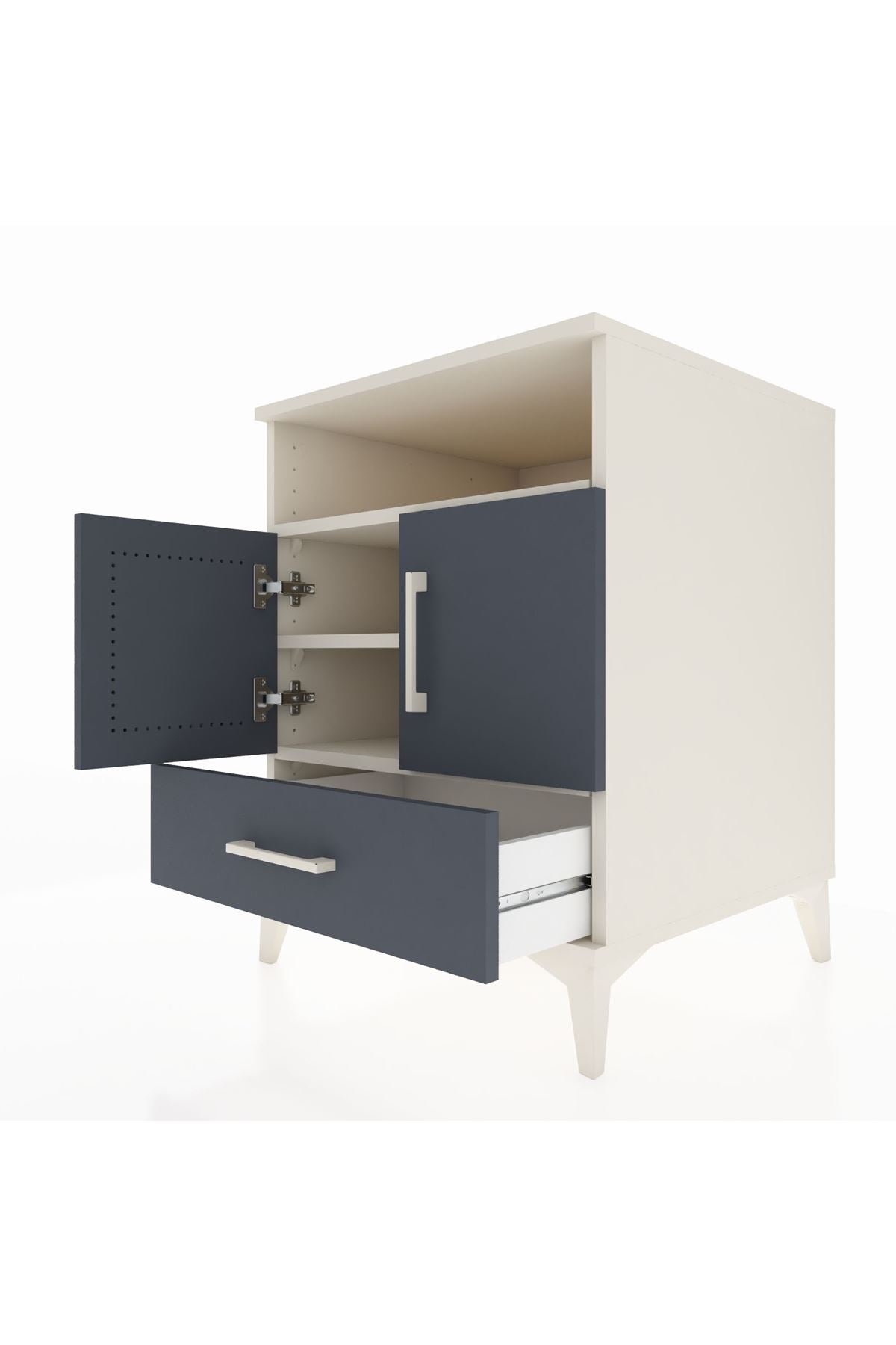 Kronos Komodin 3 Raflı Tek Çekmeceli 2 Kapaklı 60x59x80 - S79M017V2C