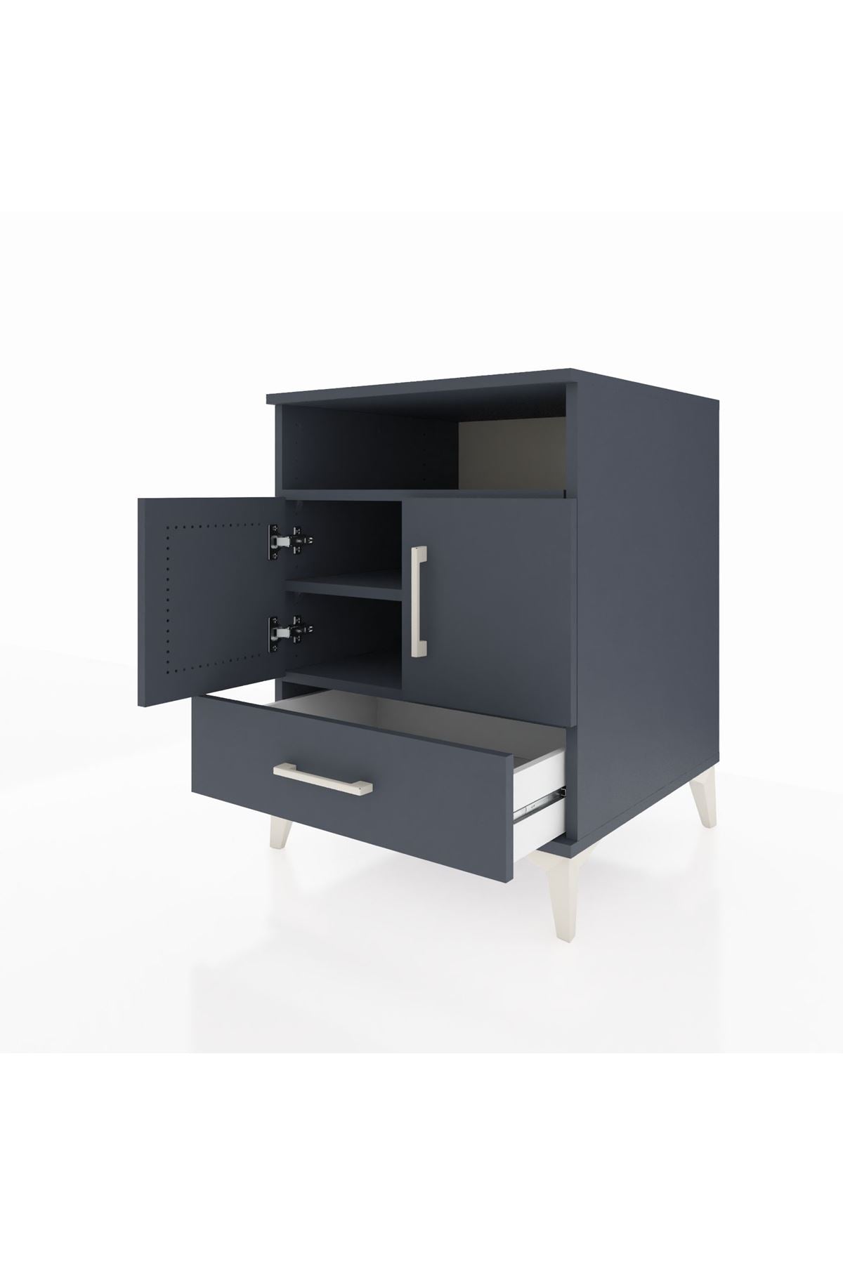 Kronos Komodin 3 Raflı Tek Çekmeceli 2 Kapaklı 60x59x80 - S79M017V5C