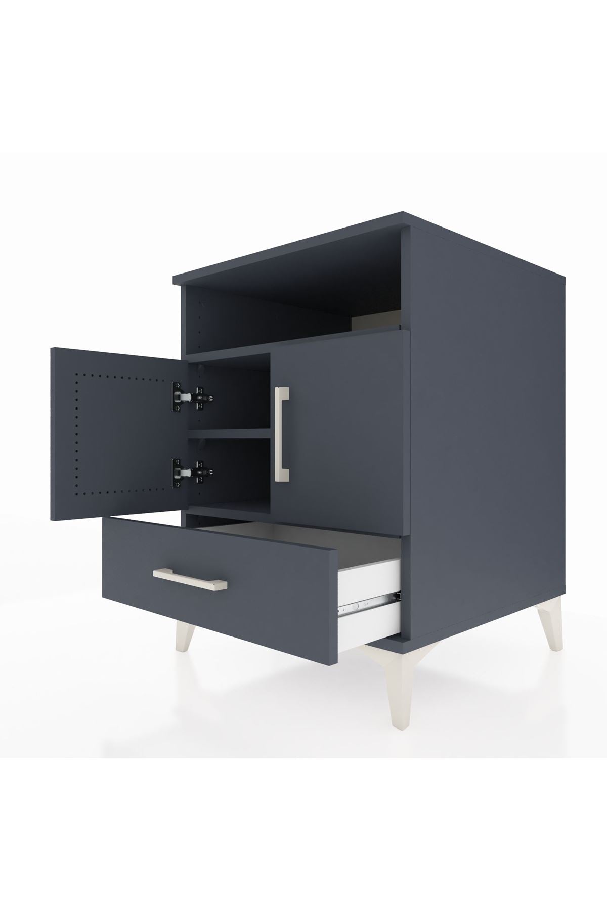Kronos Komodin 3 Raflı Tek Çekmeceli 2 Kapaklı 60x59x80 - S79M017V5C