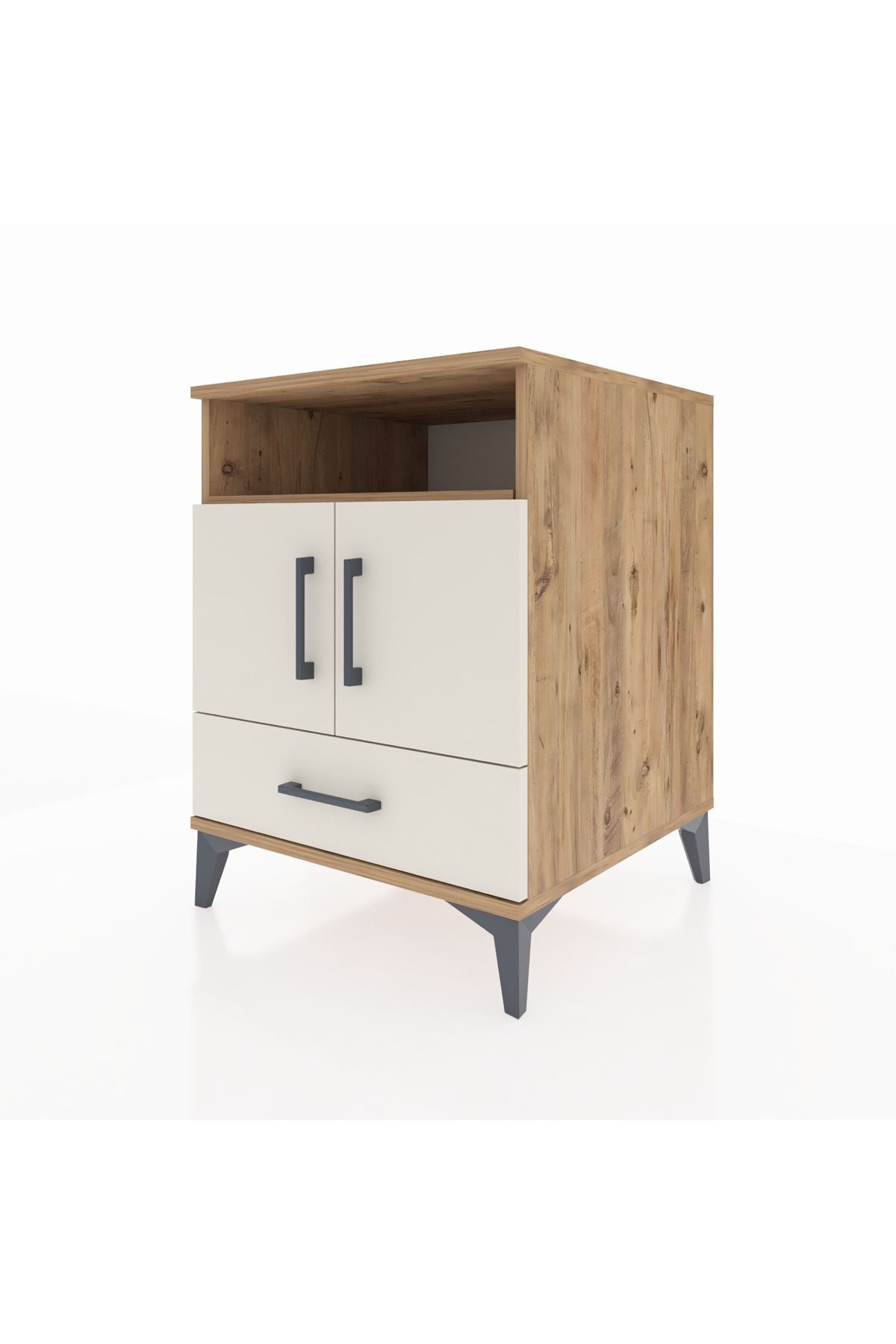 Kronos Komodin 3 Raflı Tek Çekmeceli 2 Kapaklı 60x59x80 - S79M017V7C