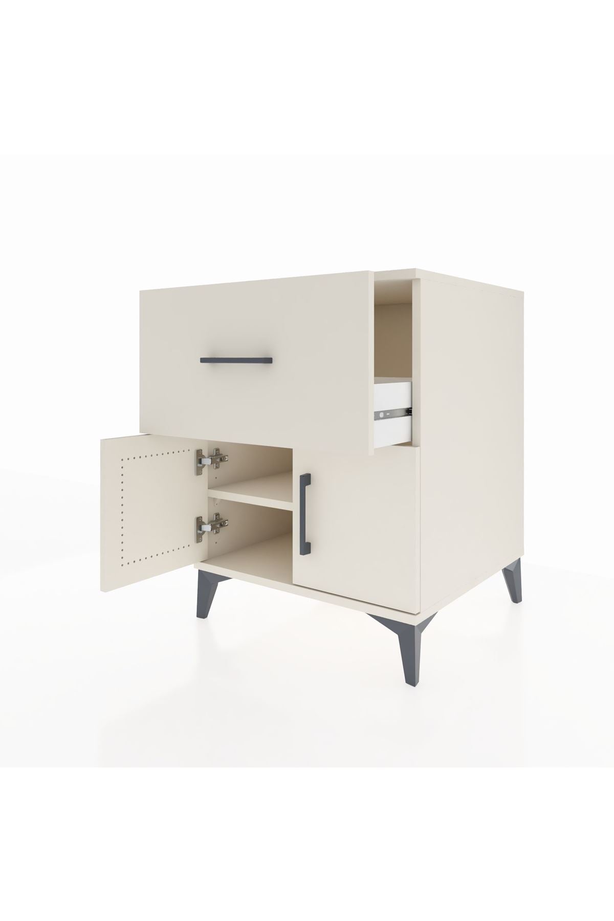 Kronos Komodin Tek Raflı Tek Çekmeceli 2 Kapaklı 60x59x80 - S79M018V1C