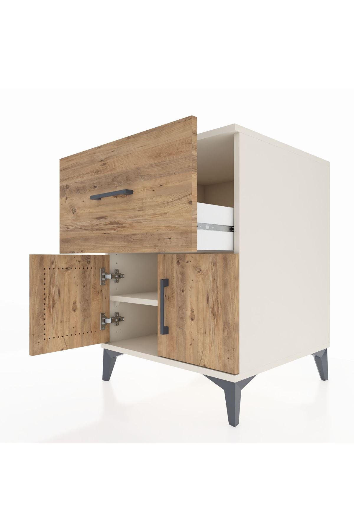 Kronos Komodin Tek Raflı Tek Çekmeceli 2 Kapaklı 60x59x80 - S79M018V3C