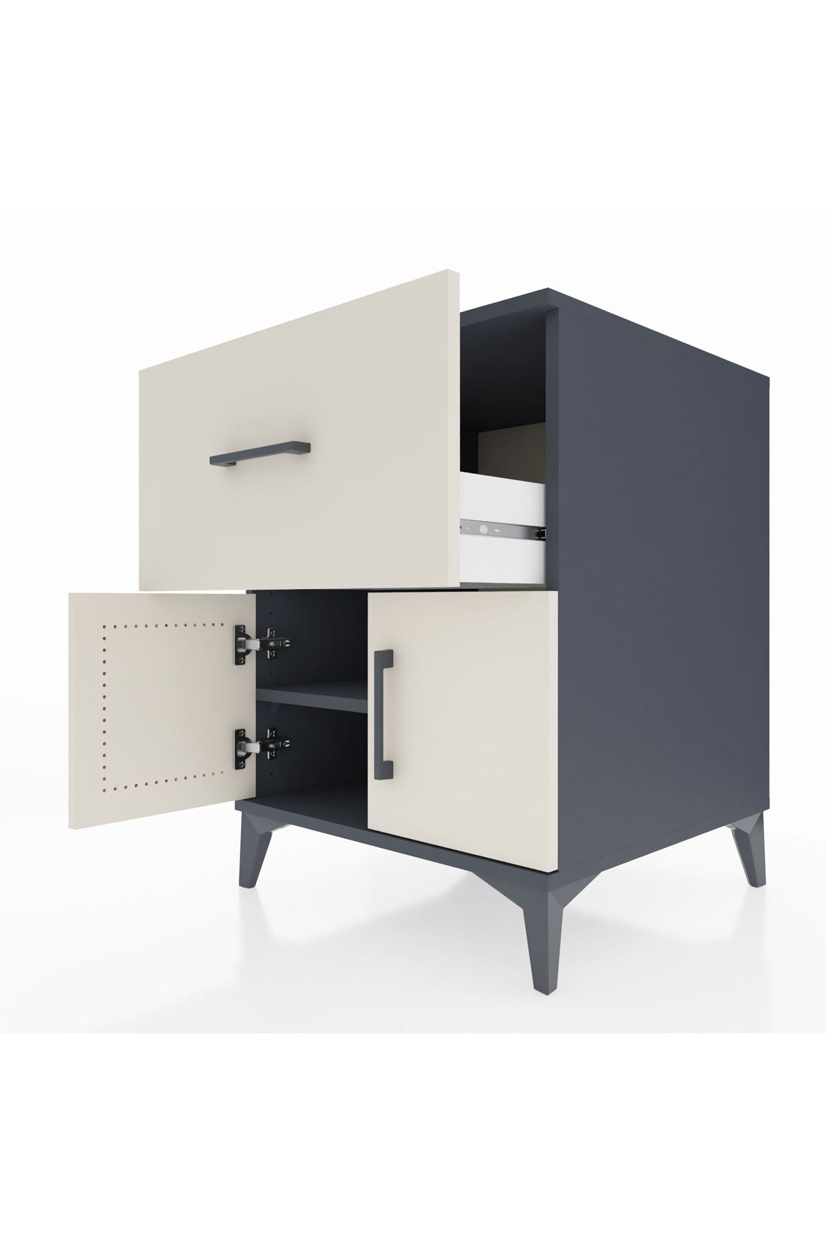 Kronos Komodin Tek Raflı Tek Çekmeceli 2 Kapaklı 60x59x80 - S79M018V4C