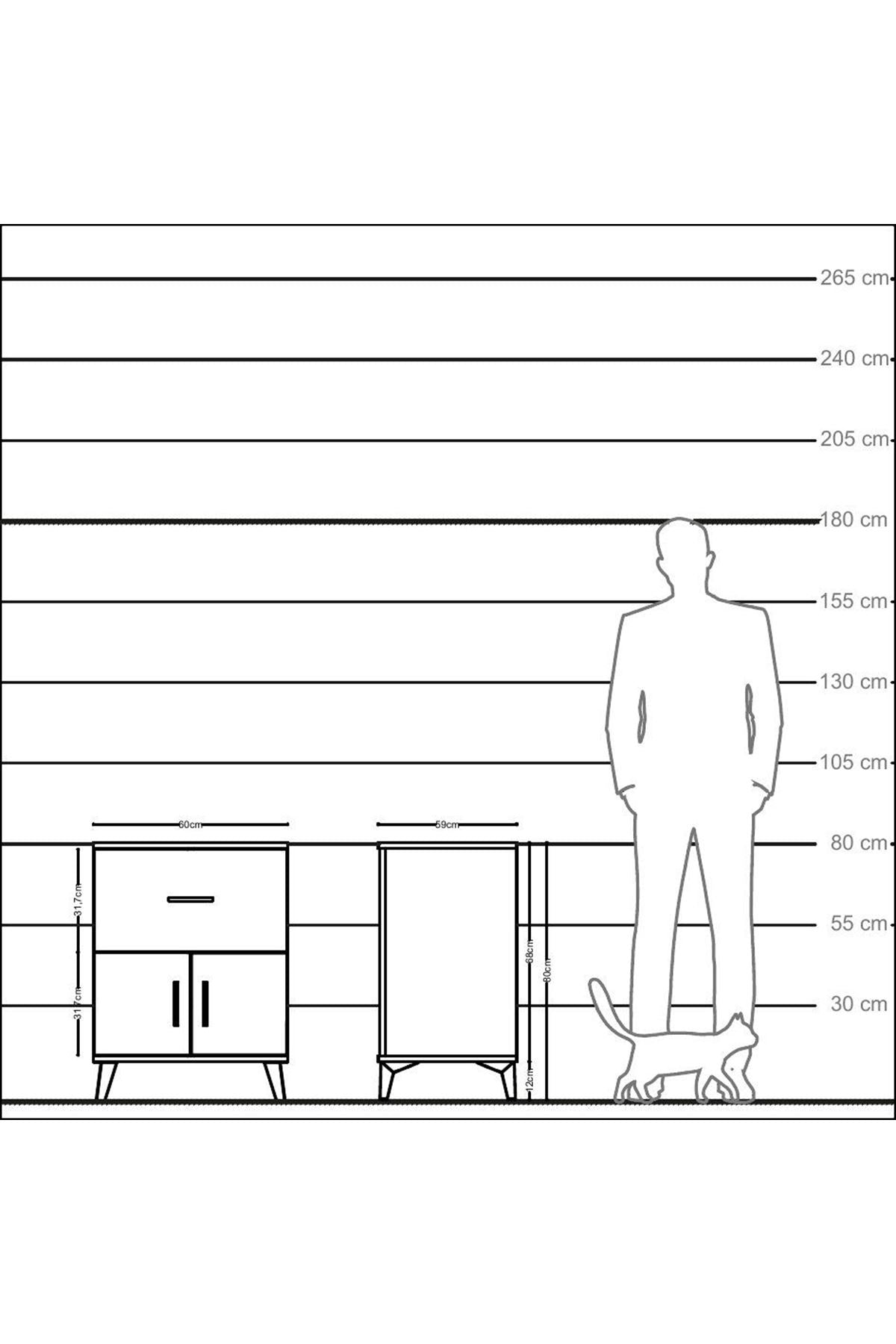 Kronos Komodin Tek Raflı Tek Çekmeceli 2 Kapaklı 60x59x80 - S79M018V8C