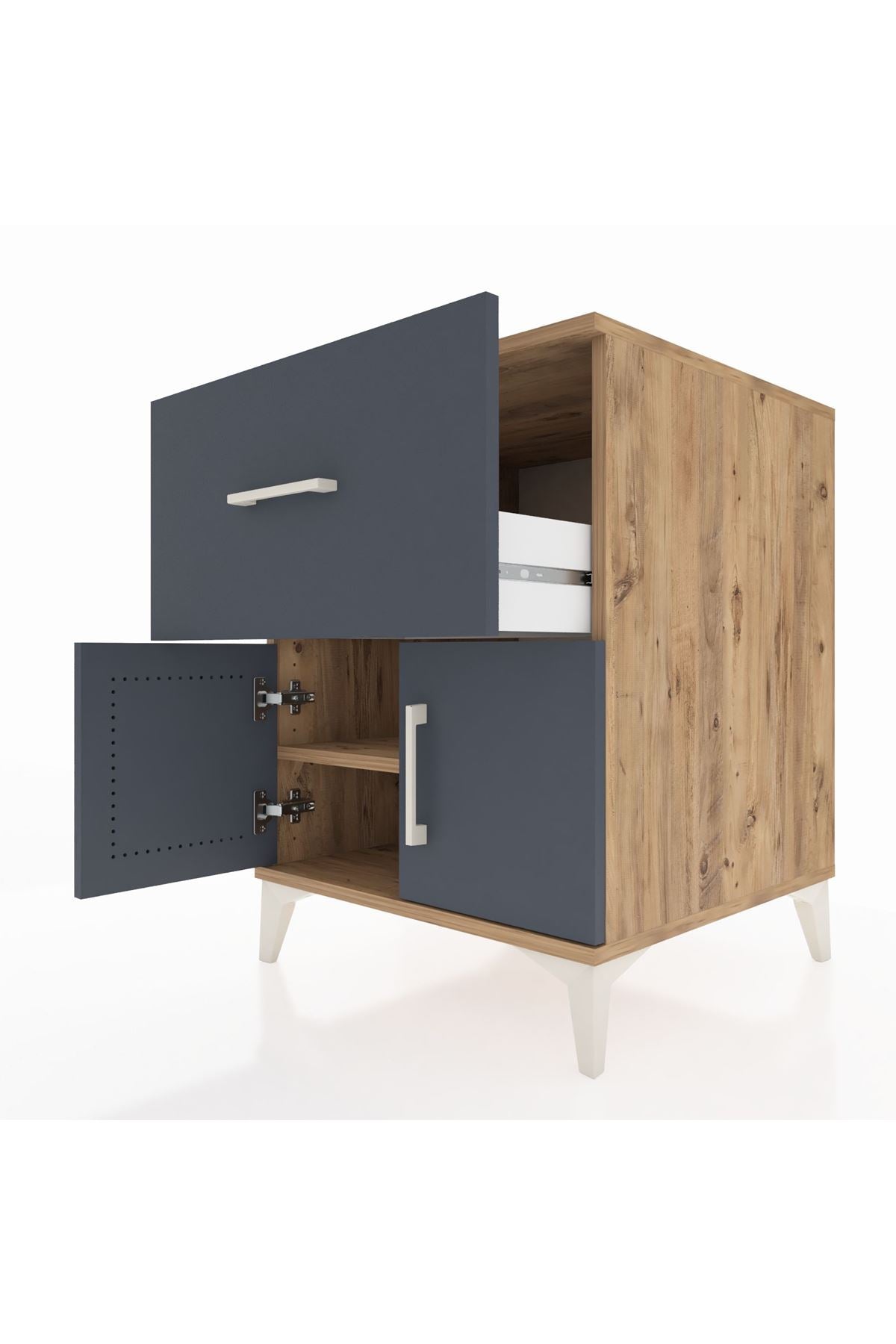 Kronos Komodin Tek Raflı Tek Çekmeceli 2 Kapaklı 60x59x80 - S79M018V8C