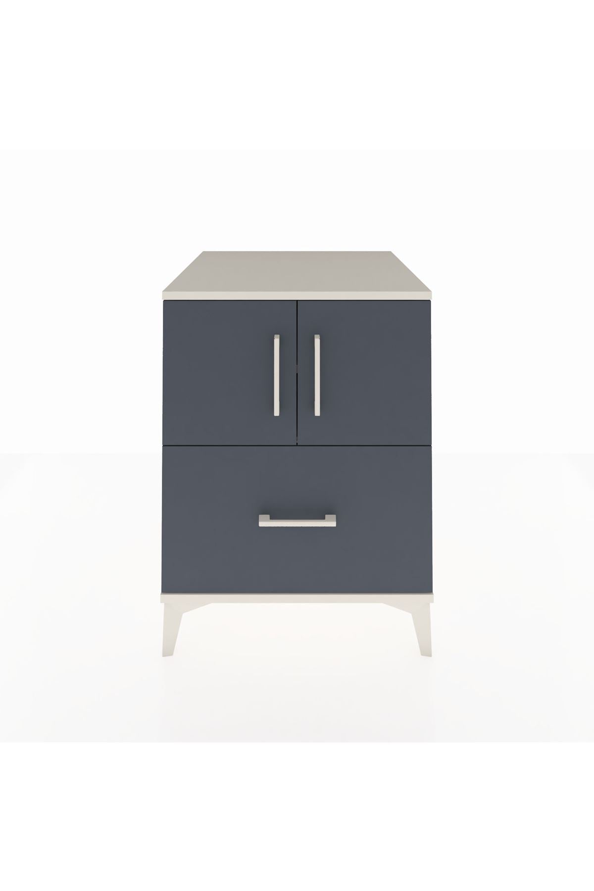 Kronos Komodin 2 Raflı Tek Çekmeceli 2 Kapaklı 60x59x80 - S79M019V2C