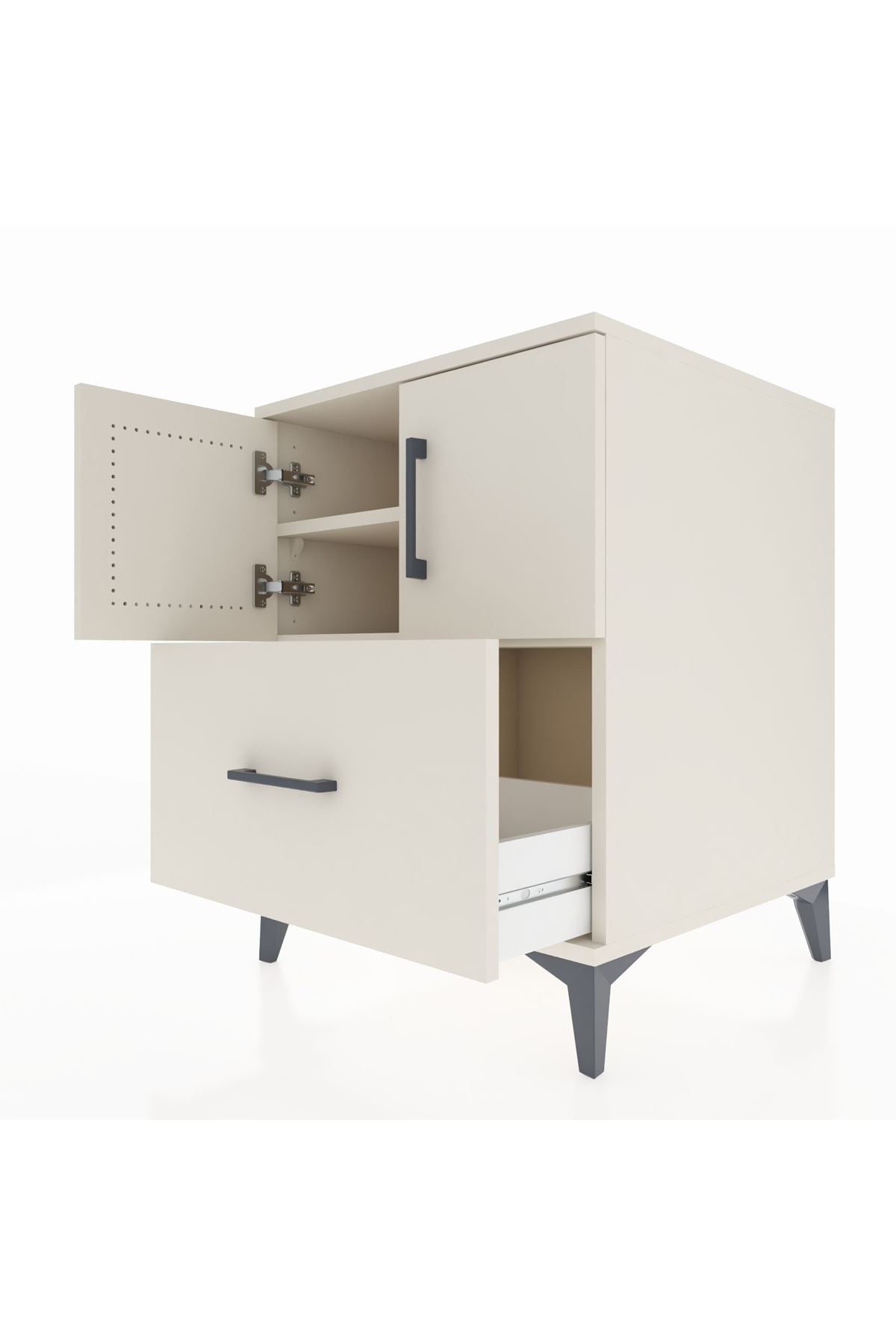 Kronos Komodin 2 Raflı Tek Çekmeceli 2 Kapaklı 60x59x80 - S79M019V1C