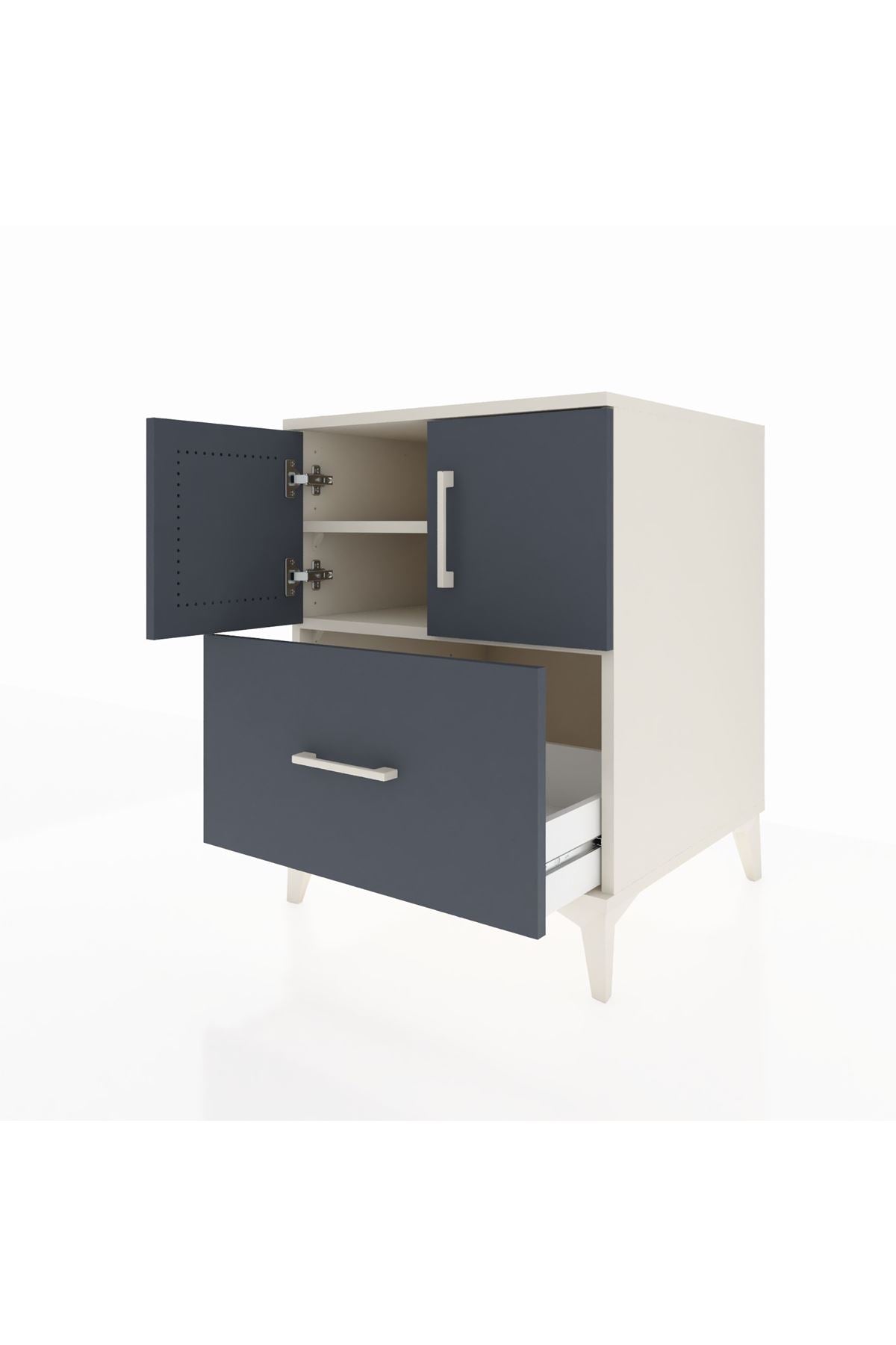 Kronos Komodin 2 Raflı Tek Çekmeceli 2 Kapaklı 60x59x80 - S79M019V2C