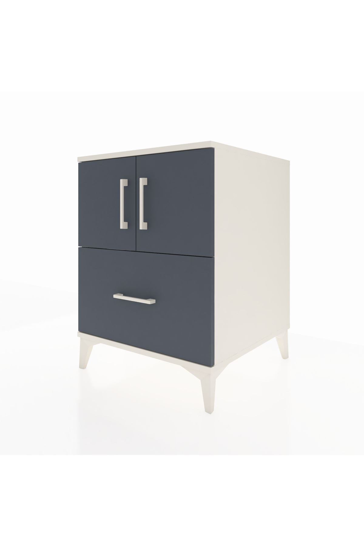 Kronos Komodin 2 Raflı Tek Çekmeceli 2 Kapaklı 60x59x80 - S79M019V2C