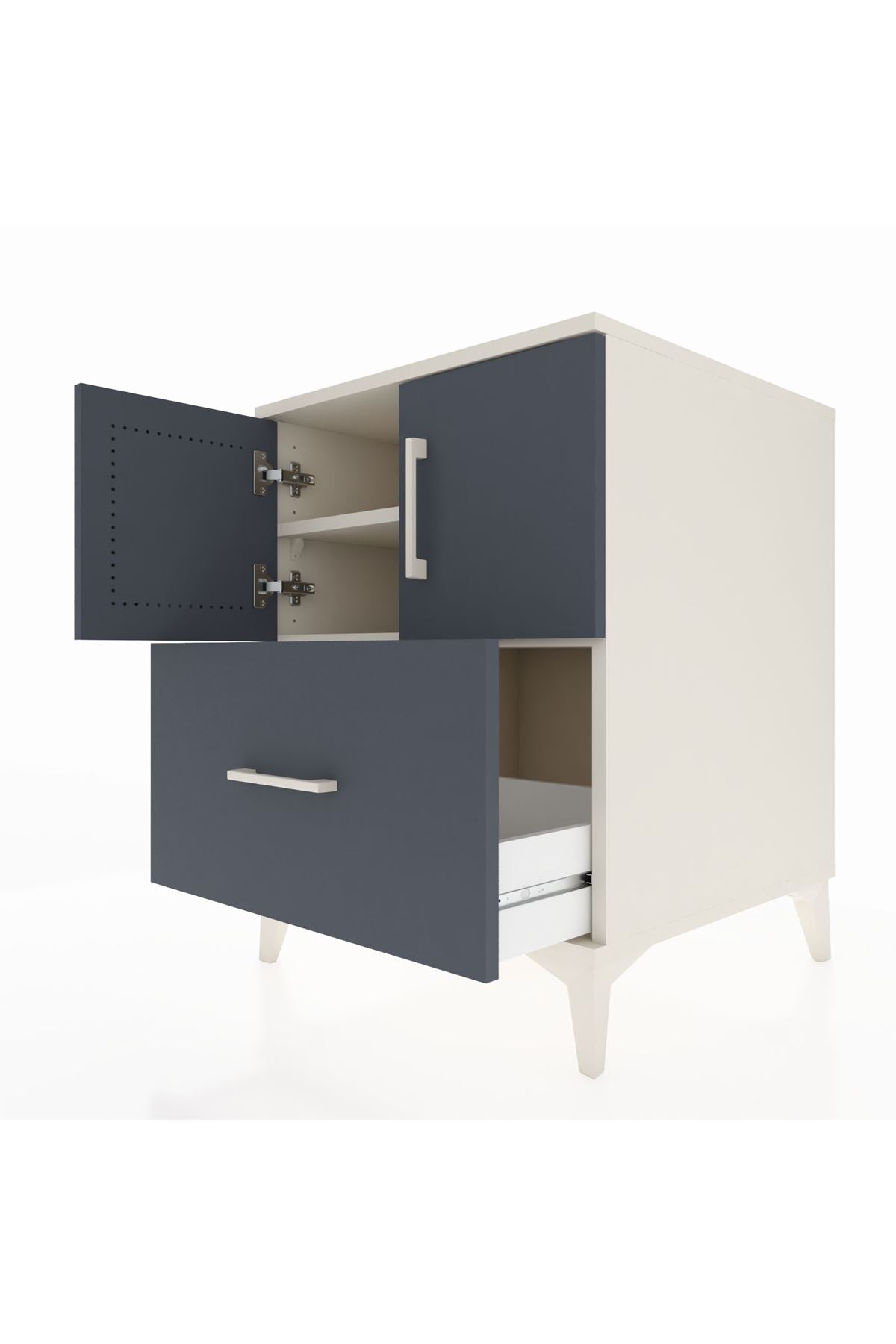 Kronos Komodin 2 Raflı Tek Çekmeceli 2 Kapaklı 60x59x80 - S79M019V2C