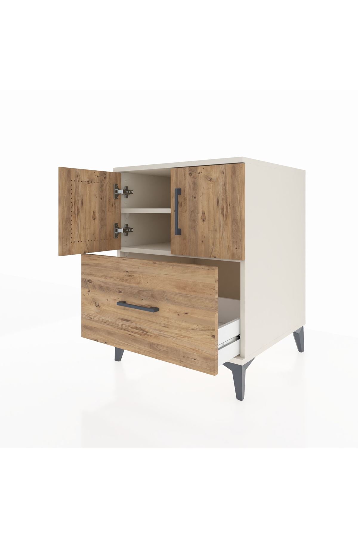 Kronos Komodin 2 Raflı Tek Çekmeceli 2 Kapaklı 60x59x80 - S79M019V3C