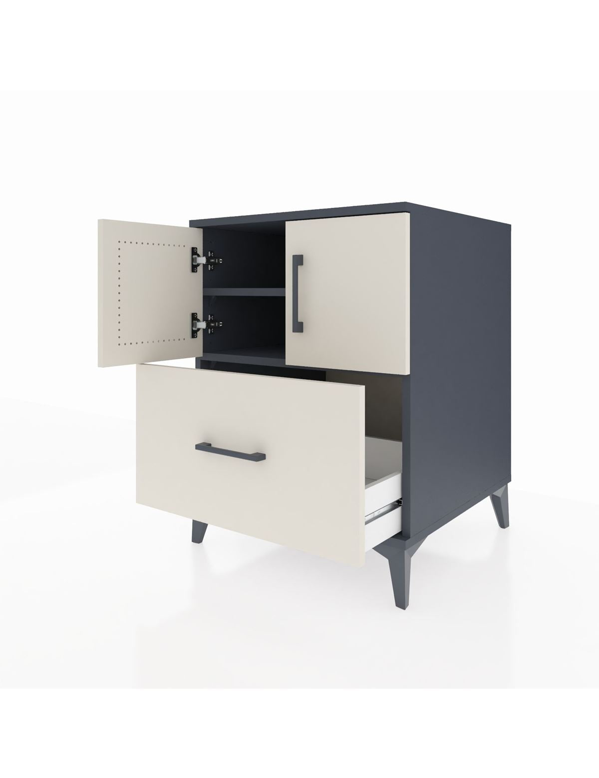 Kronos Komodin 2 Raflı Tek Çekmeceli 2 Kapaklı 60x59x80 - S79M019V4C