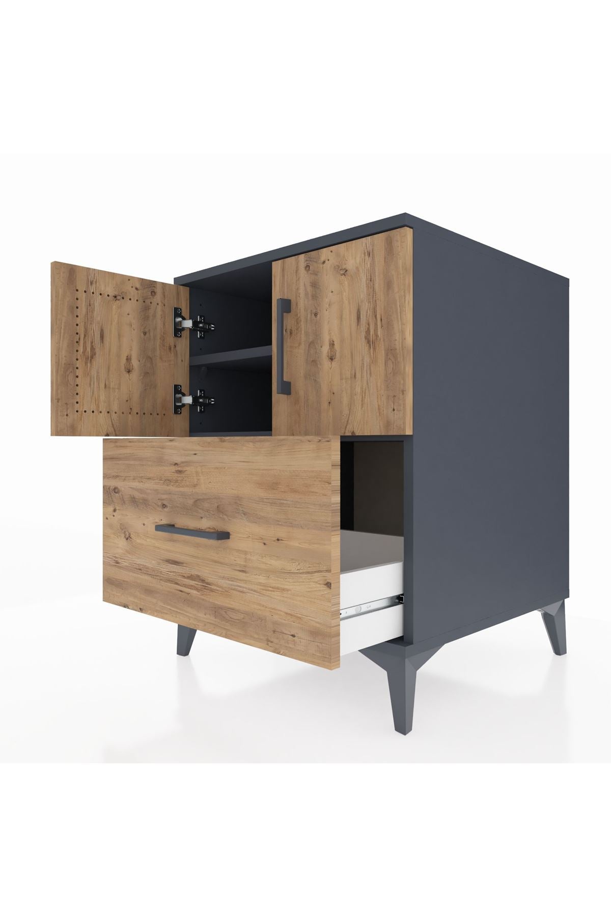 Kronos Komodin 2 Raflı Tek Çekmeceli 2 Kapaklı 60x59x80 - S79M019V6C