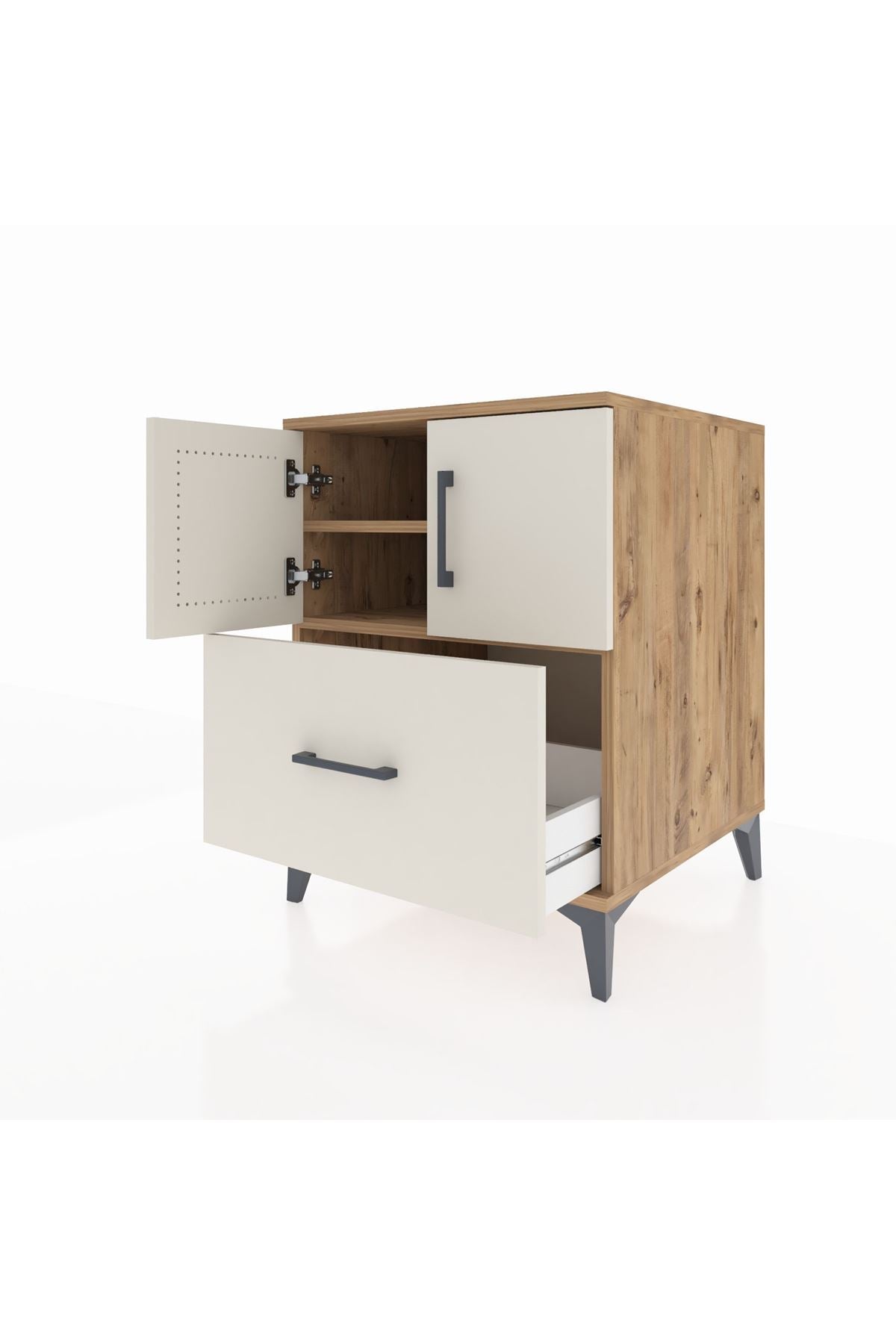 Kronos Komodin 2 Raflı Tek Çekmeceli 2 Kapaklı 60x59x80 - S79M019V7C