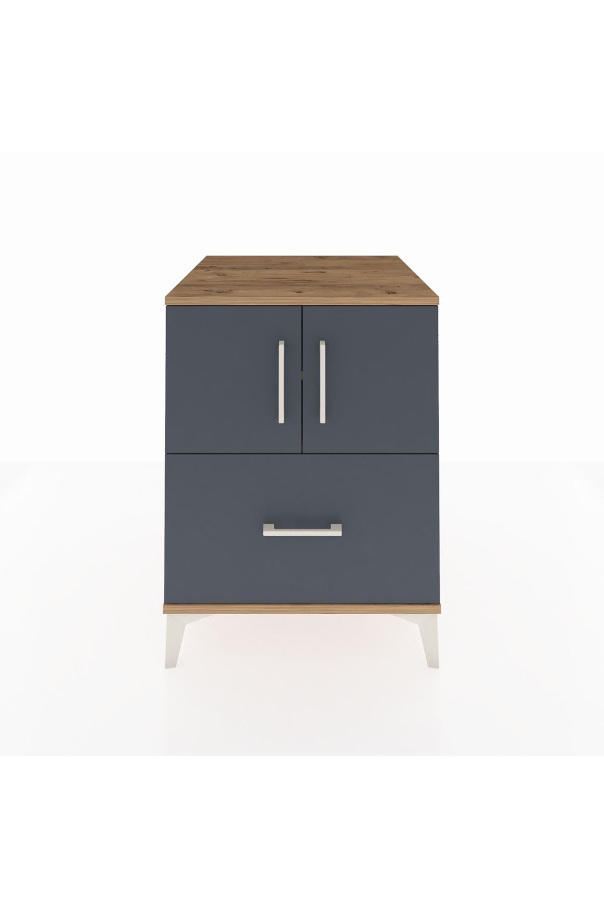 Kronos Komodin 2 Raflı Tek Çekmeceli 2 Kapaklı 60x59x80 - S79M019V8C