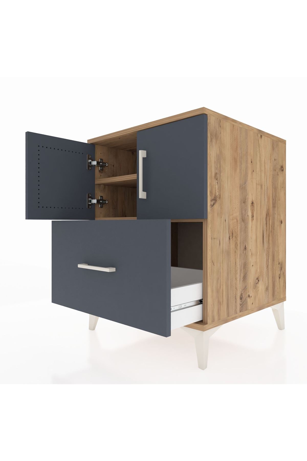 Kronos Komodin 2 Raflı Tek Çekmeceli 2 Kapaklı 60x59x80 - S79M019V8C