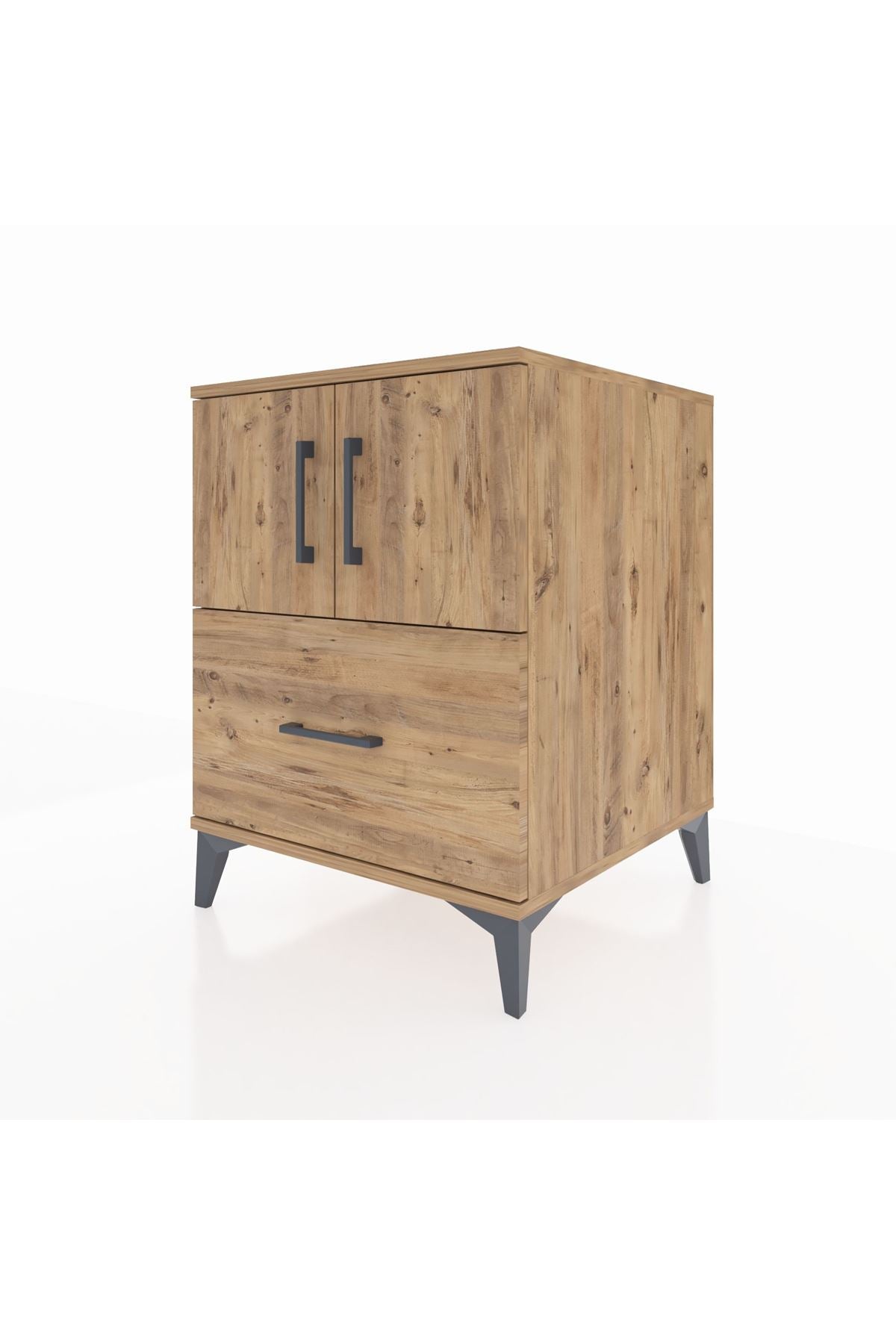Kronos Komodin 2 Raflı Tek Çekmeceli 2 Kapaklı 60x59x80 - S79M019V9C
