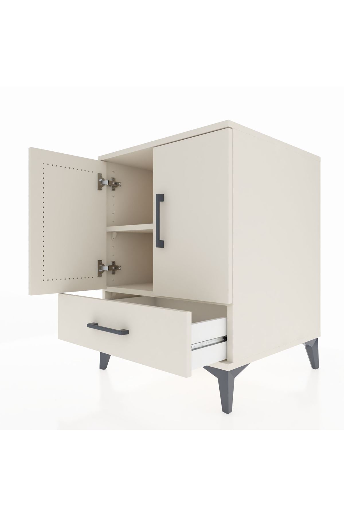 Kronos Komodin 2 Raflı Tek Çekmeceli 2 Kapaklı 60x59x80 - S79M020V1C