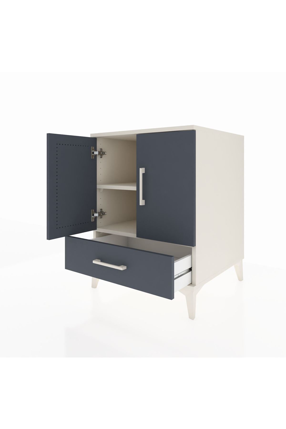 Kronos Komodin 2 Raflı Tek Çekmeceli 2 Kapaklı 60x59x80 - S79M020V2C