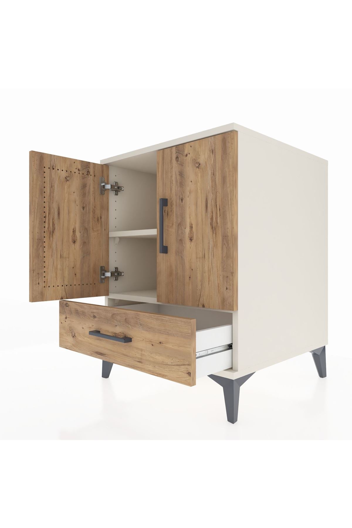 Kronos Komodin 2 Raflı Tek Çekmeceli 2 Kapaklı 60x59x80 - S79M020V3C