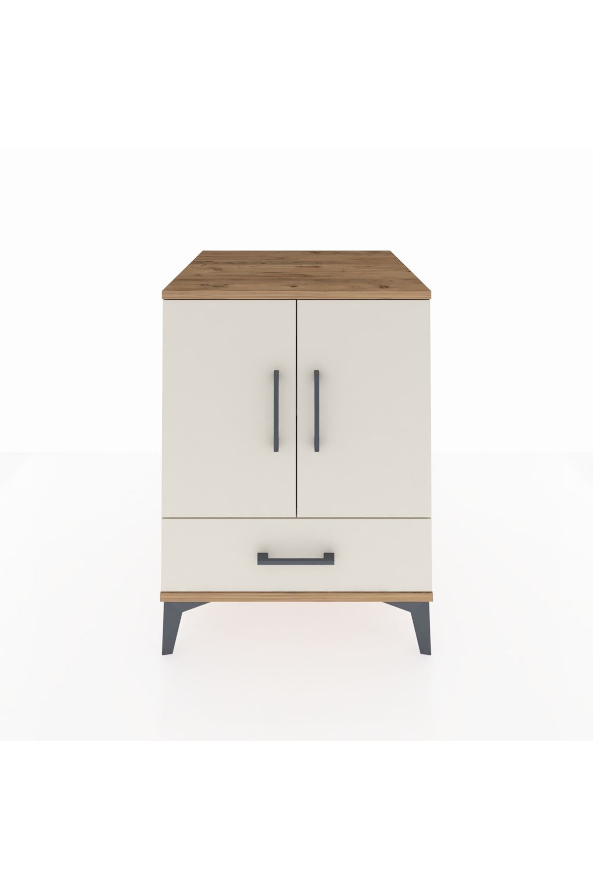 Kronos Komodin 2 Raflı Tek Çekmeceli 2 Kapaklı 60x59x80 - S79M020V7C