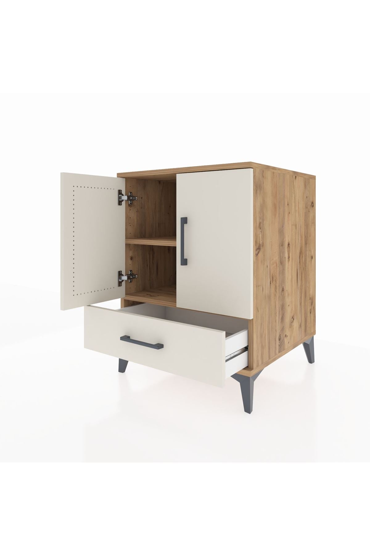 Kronos Komodin 2 Raflı Tek Çekmeceli 2 Kapaklı 60x59x80 - S79M020V7C