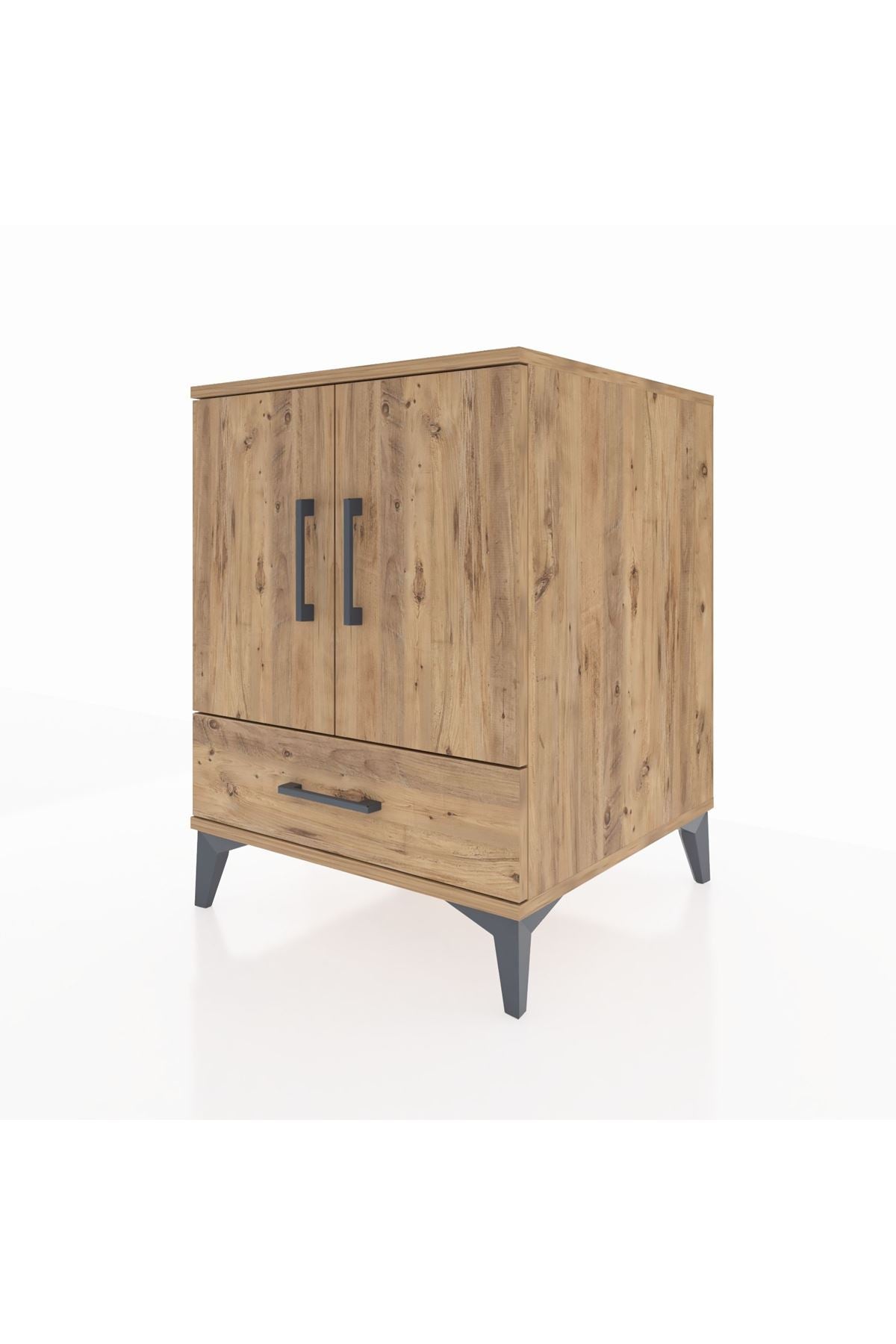 Kronos Komodin 2 Raflı Tek Çekmeceli 2 Kapaklı 60x59x80 - S79M020V9C