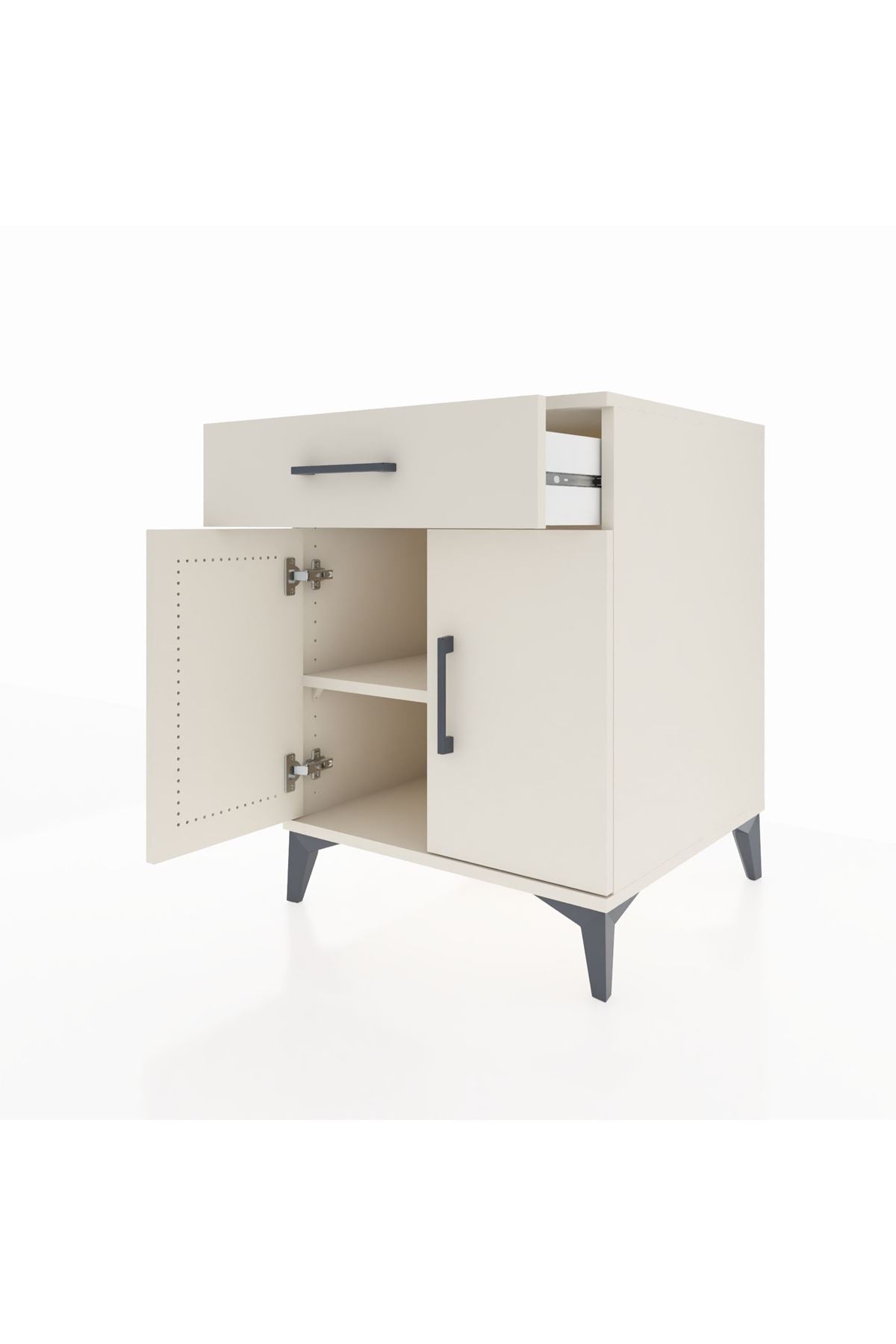 Kronos Komodin Tek Raflı Tek Çekmeceli 2 Kapaklı 60x59x80 - S79M021V1C