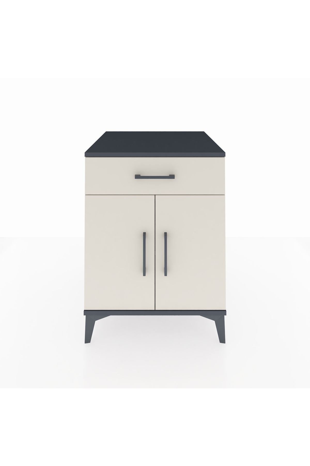 Kronos Komodin Tek Raflı Tek Çekmeceli 2 Kapaklı 60x59x80 - S79M021V4C