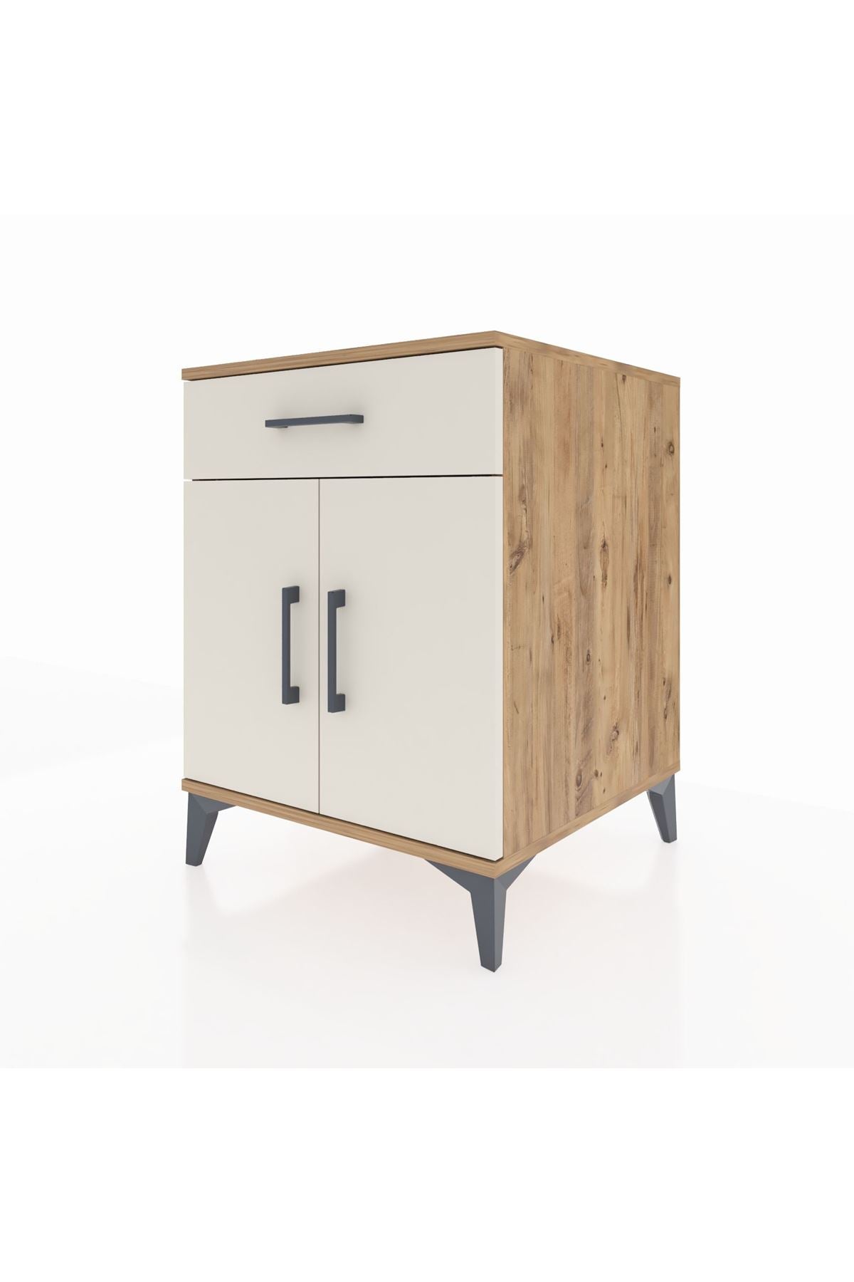 Kronos Komodin Tek Raflı Tek Çekmeceli 2 Kapaklı 60x59x80 - S79M021V7C