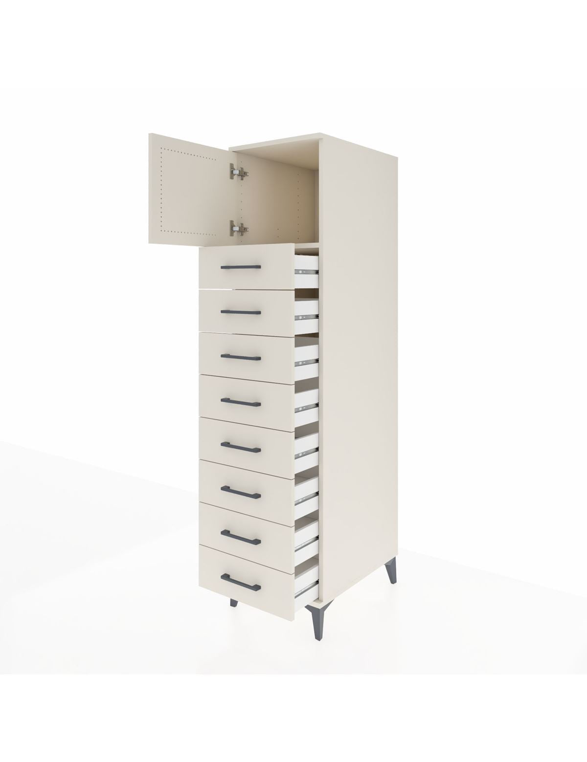 Kronos Dolap Tek Raflı 8 Çekmeceli Tek Kapaklı 44x59x182 - S88M001V1C