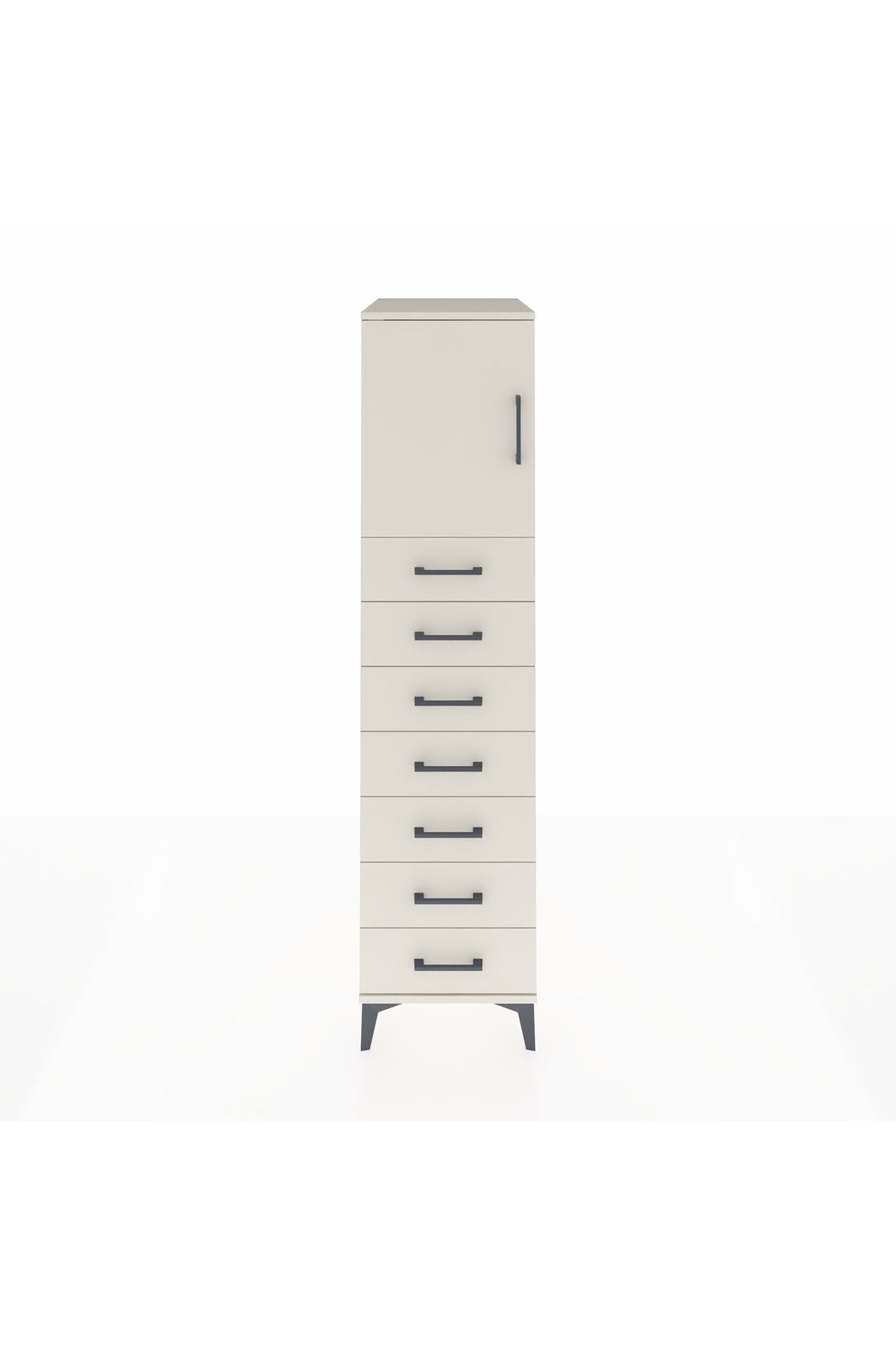 Kronos Dolap Tek Raflı 7 Çekmeceli Tek Kapaklı 44x59x182 - S88M002V1C