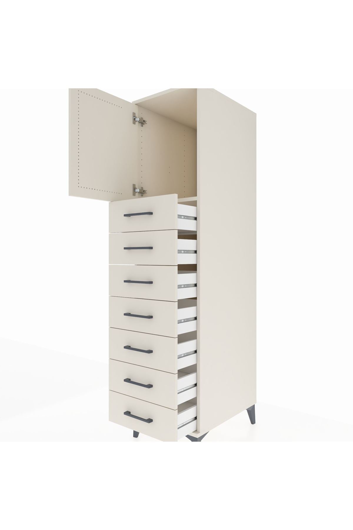 Kronos Dolap Tek Raflı 7 Çekmeceli Tek Kapaklı 44x59x182 - S88M002V1C