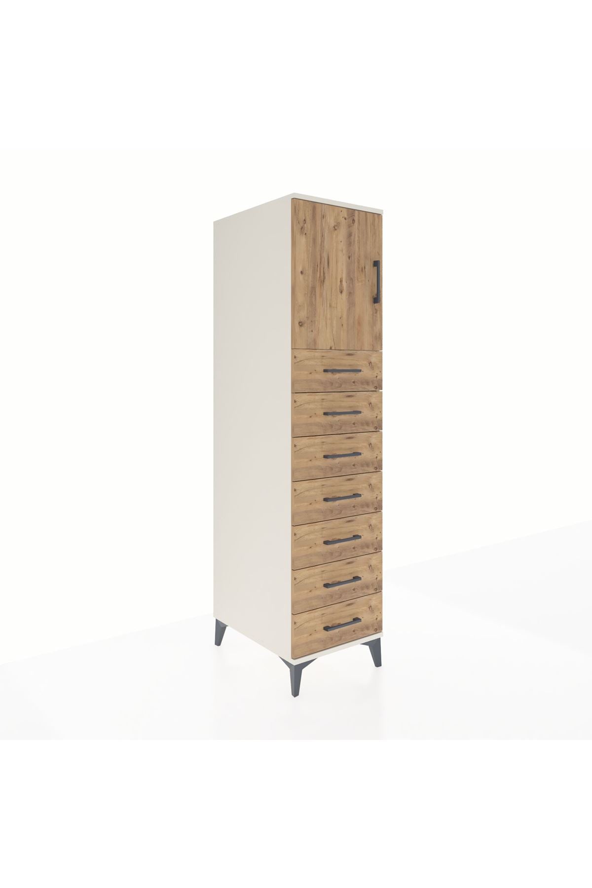 Kronos Dolap Tek Raflı 7 Çekmeceli Tek Kapaklı 44x59x182 - S88M002V3C