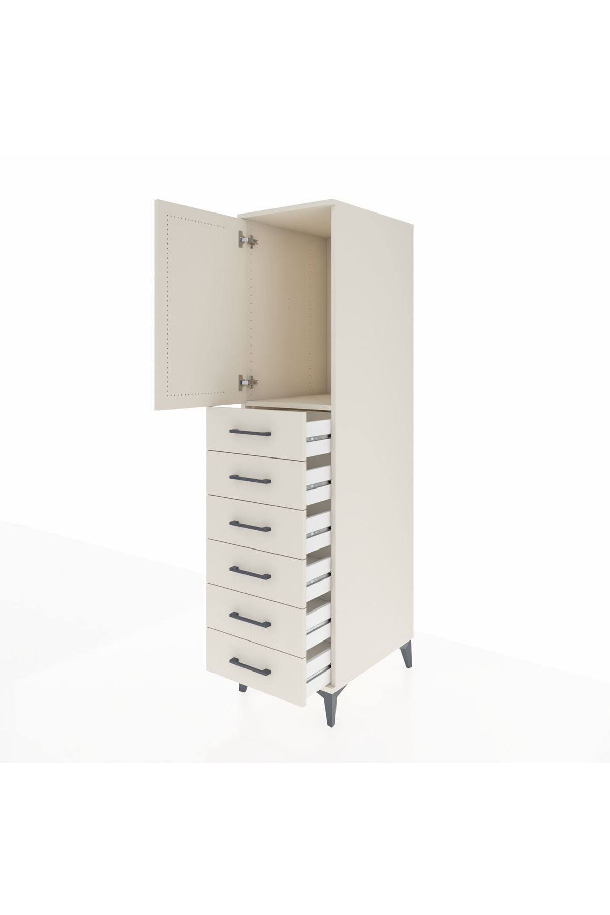 Kronos Dolap Tek Raflı 6 Çekmeceli Tek Kapaklı 44x59x182 - S88M003V1C