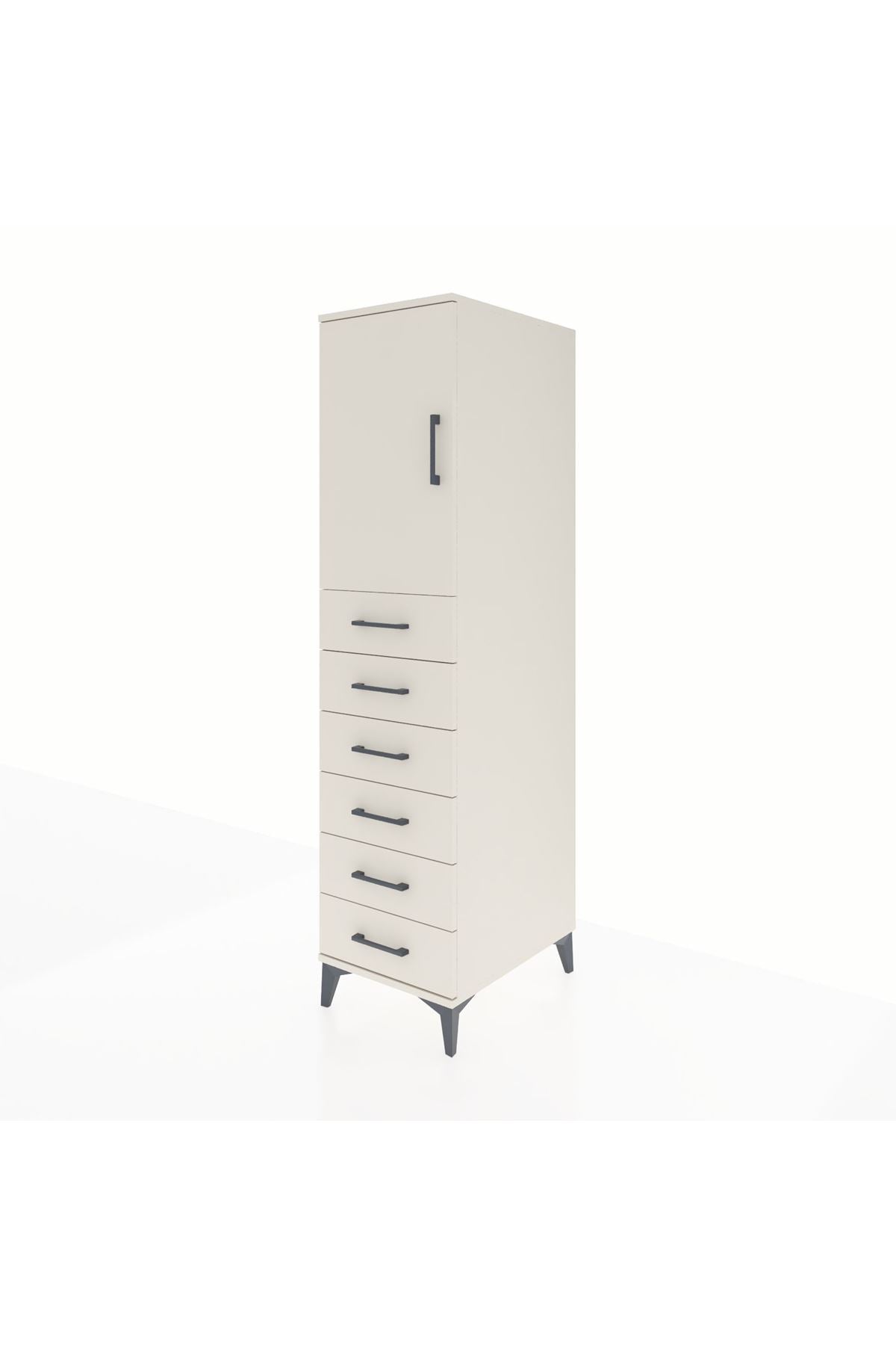 Kronos Dolap Tek Raflı 6 Çekmeceli Tek Kapaklı 44x59x182 - S88M003V1C