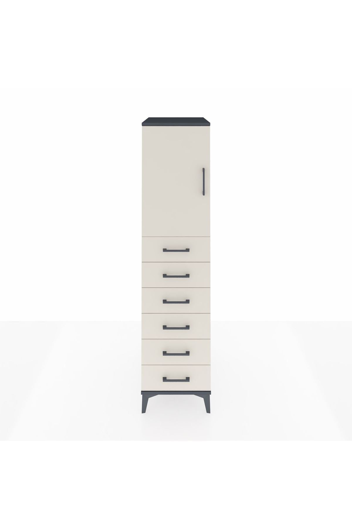 Kronos Dolap Tek Raflı 6 Çekmeceli Tek Kapaklı 44x59x182 - S88M003V4C