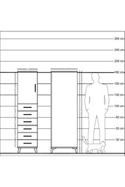 Kronos Dolap Tek Raflı 6 Çekmeceli Tek Kapaklı 44x59x182 - S88M003V6C