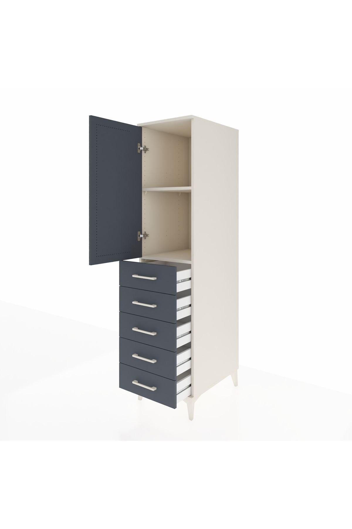 Kronos Dolap 2 Raflı 5 Çekmeceli Tek Kapaklı 44x59x182 - S88M004V2C